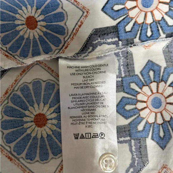 Anthropologie Geometric Blue and White Long Sleeve Dress - Picture 8 of 8